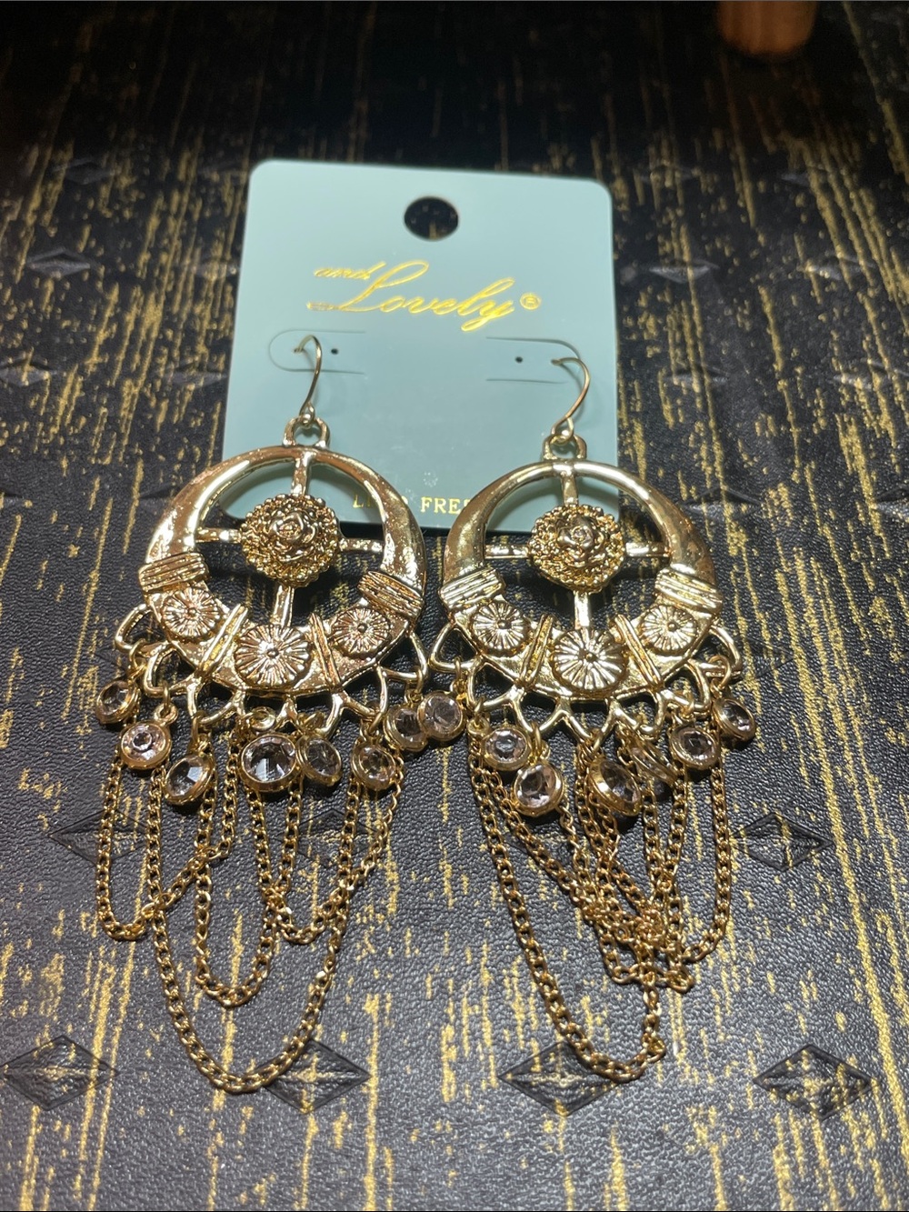 Gold Floral Chain Fringe Drop Earrings